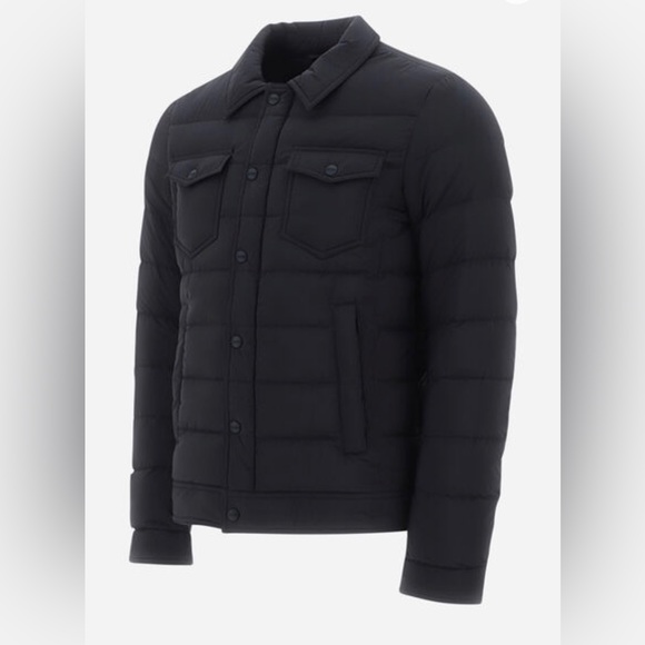 HERNO LA DENIM Down Jacket Navy Blue 54 Quilted Feather PACKABLE